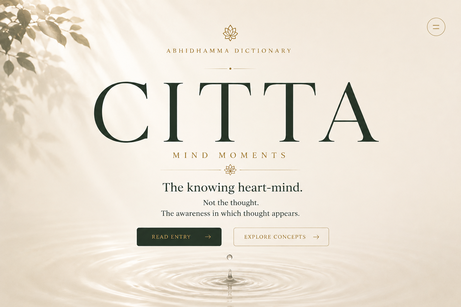 Citta — the knowing heart-mind. Featured entry.